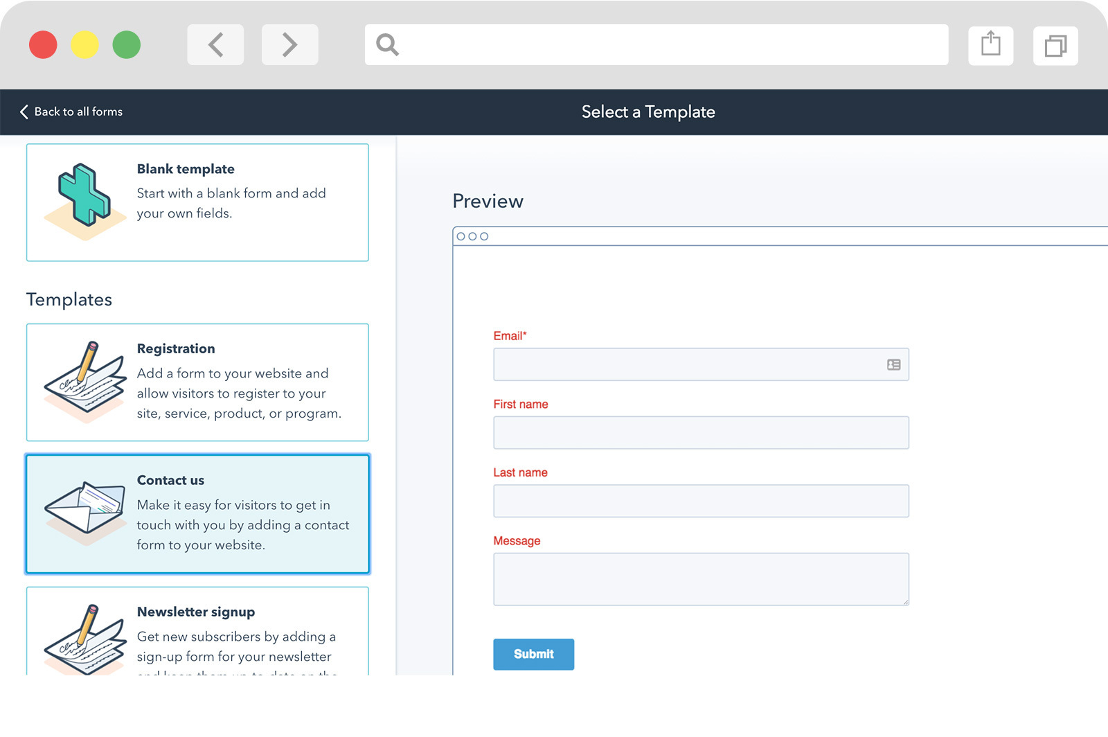 HubSpot form builder